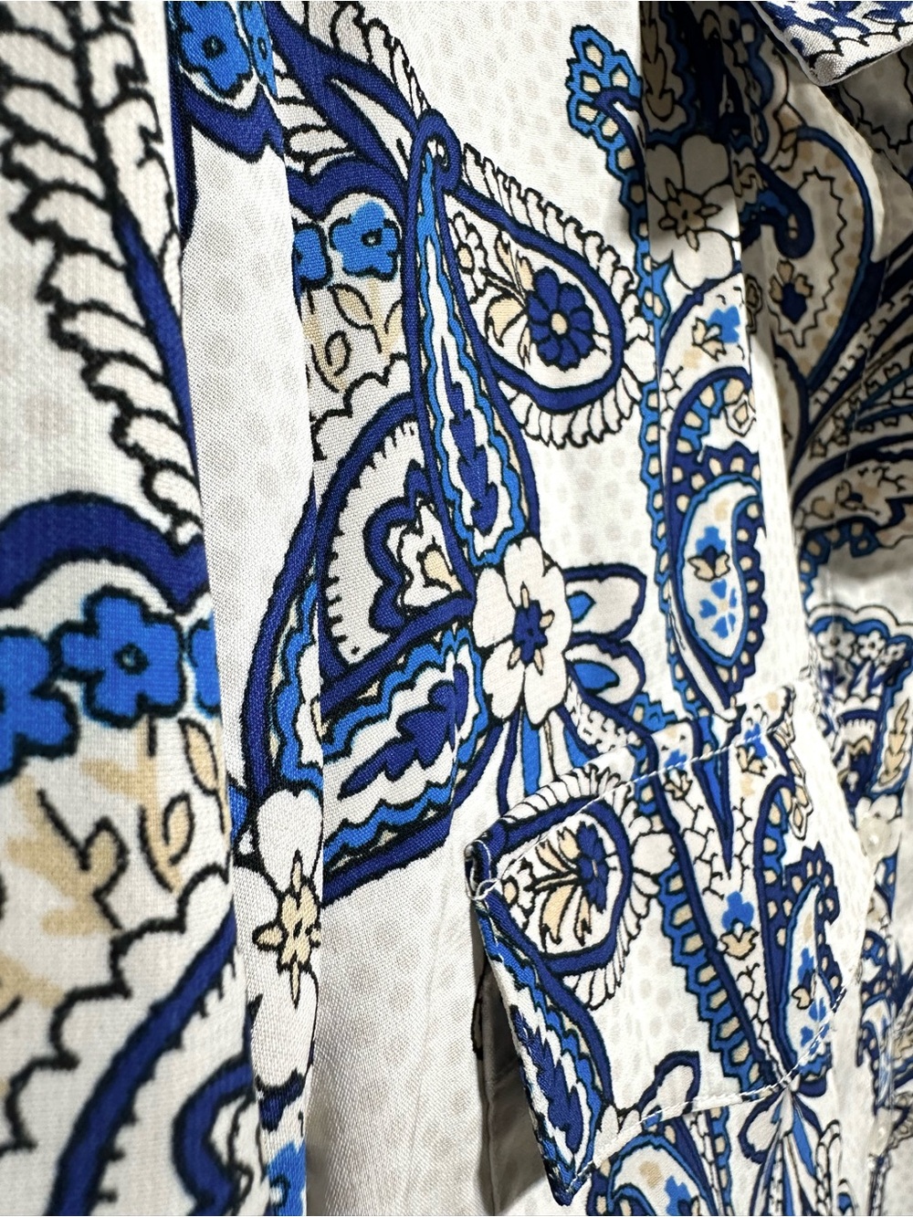 TOMMY HILFIGER Paisley Button Down Blouse Coastal Boho Preppy - Picture 4 of 9